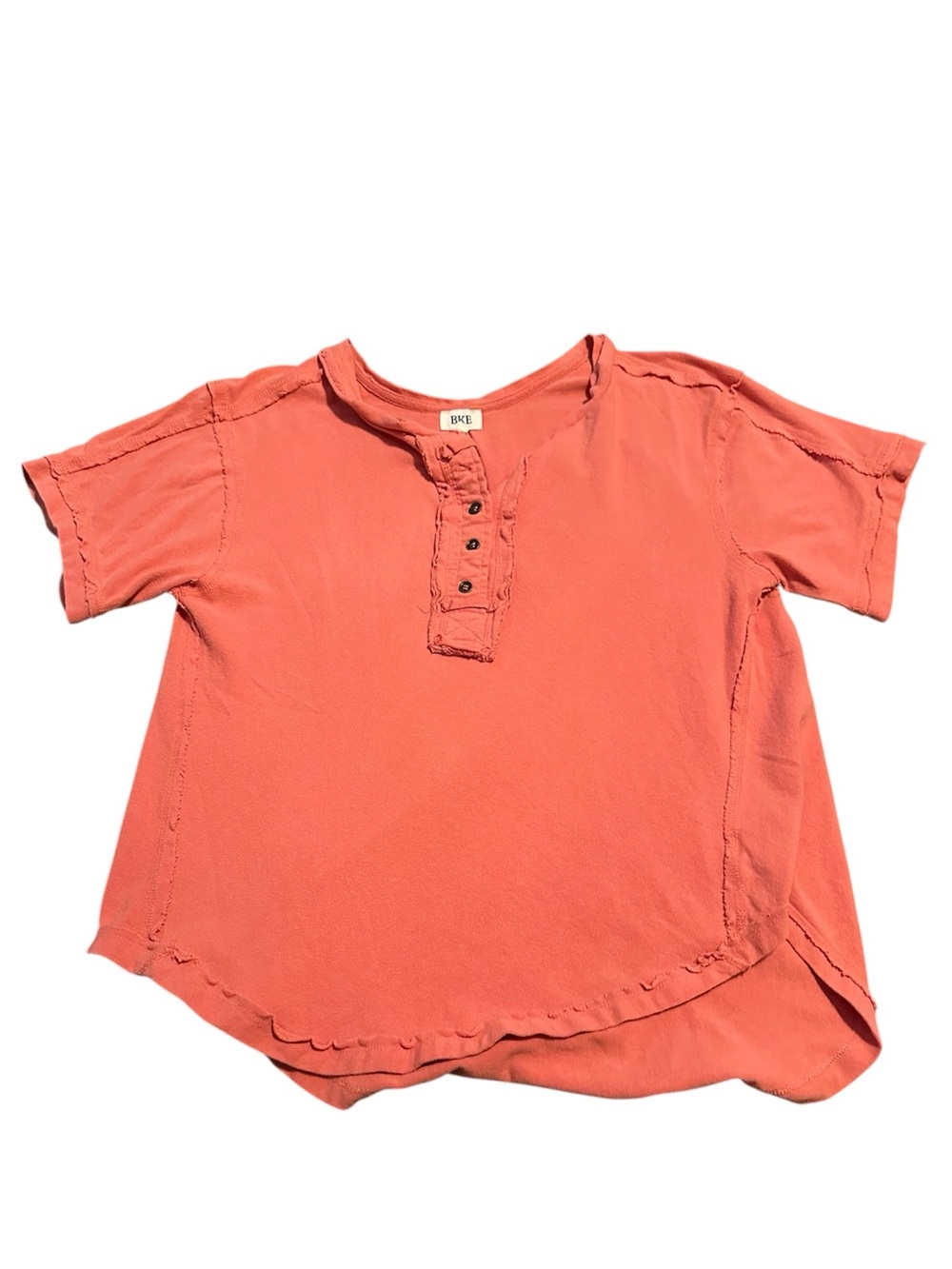 BKE Coral Short Sleeve Henley Top